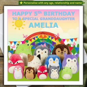 SQUISHMALLOWS BIRTHDAY CARD personalised AGE RELATIONSHIP NAME - Picture 1 of 4