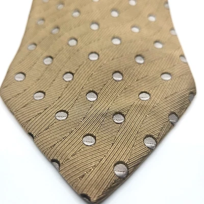 Corbata de seda para hombre Giorgio Armani corbata marrón gris círculos hecha en Italia Foto 1 de 4