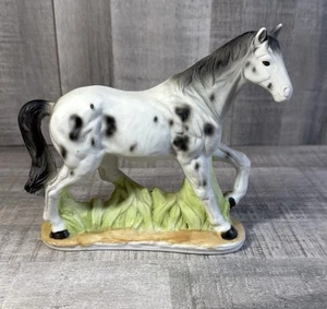 VTG Porcelain Horse Figurine Black And White Mare Japan 7” - Picture 1 of 7