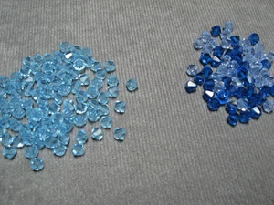5 mm Bicone Swarovski Crystals 2 Variations: Capri & Sapphire,  Aqua, - Picture 1 of 9