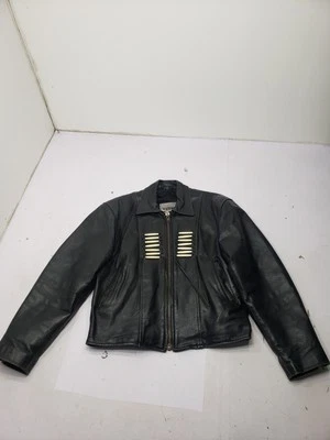 Chaqueta Unik Premium para mujer de cuero negro blanca con flecos con cuentas talla grande Foto 1 de 4