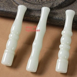 Porta cigarrillos tallado jade blanco natural pipa artesanía herramienta para fumar saludable - Imagen 1 de 14