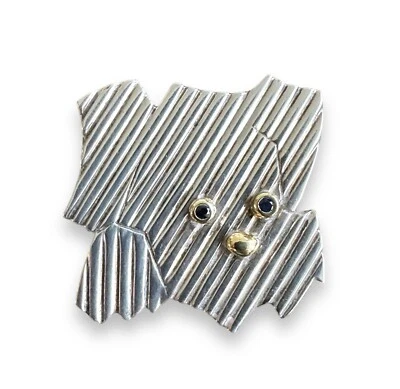 蒂芙尼胸针小狗纯银18K蓝宝石 — 第 1/4 张图片