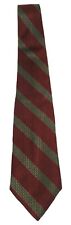 Nick Hilton Pure Silk Men's Wine Red Green Striped Necktie 58" X 4"