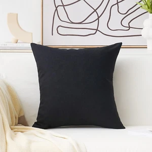 Black Throw Pillow Cover Textured Linen European Halloween Throw Pillows Cushio - Picture 1 of 12