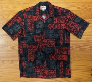 Vintage Small Hilo Hatties Hawaiian Tribal Tiki Uke Shirt Short Sleeeve - Picture 1 of 5