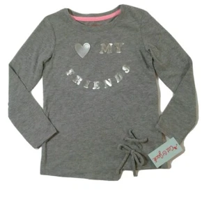Girls Long Sleeve Graphic Love My Friends Shirt Cat & Jack Gray XSmall 4-5 - Picture 1 of 1