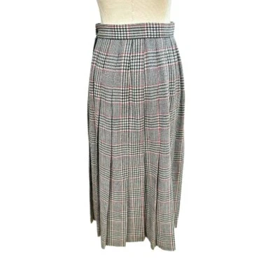 Talbots Worsted Wool Plaid Houndstooth Skirt Size 8 Petite Pleated Academia VTG - Image 1 of 4
