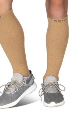 TRONS calf Compression Sleeves Small Beige Unisex - Image 1 of 4