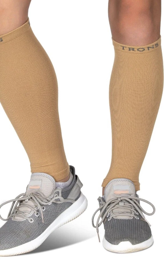 TRONS calf Compression Sleeves Small Beige Unisex - Image 1 of 4