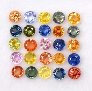 Natural Multi Sapphire Round Cut 2.75 mm 2.91 Cts Lot 25 Pcs Loose Gemstones - Picture 1 of 6