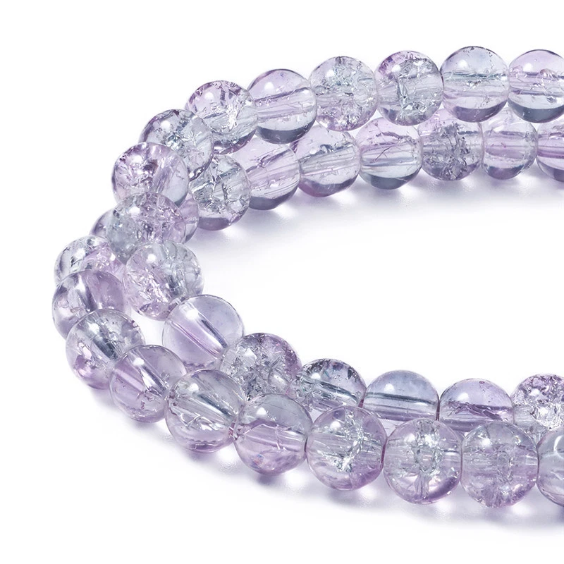 1 Strand 6mm Round Spray Painted Crackle Glass Beads about 133pcs/strand 31.4" - Image 1 of 1