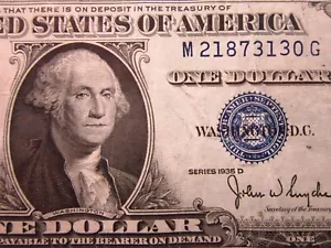 USA $1 1935 D M21873130G # SILVER Certificate BLUE Seal Washington Dollar Money - Picture 1 of 3