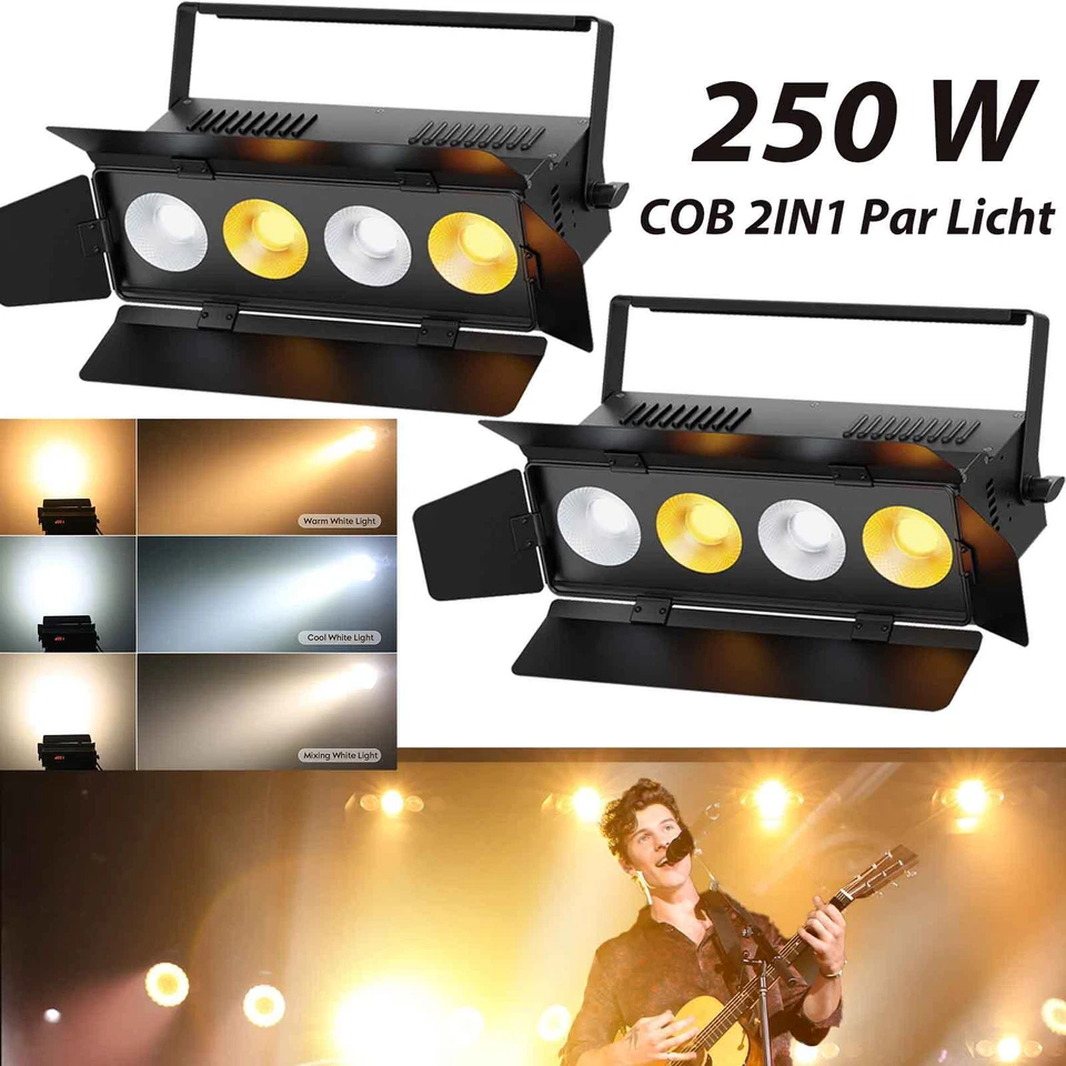 U`KING 2x 250W COB LED Par DMX Audience proyector ciego blanco cálido dj faros
