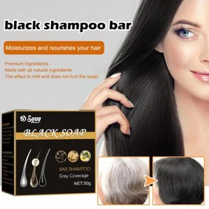 Black Soap Hair Darkening Shampoo Bar Natural Grey Removal Gray Cover -UK| - Picture 1 of 12