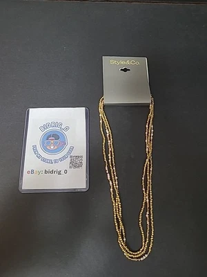 Collar multicadena Style & Co cuentas de piedra y semilla, extensor de 17" + 3" Foto 1 de 4