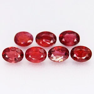Lote de 7 piezas de piedras preciosas de espinela roja natural ovaladas de 1,33 quilates 4x3 mm, Tanzania - Imagen 1 de 4