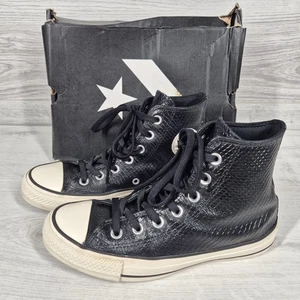 Converse Chuck Taylor All Star schwarz Leder Schlangenmuster hohe Turnschuhe UK 4 - Bild 1 von 7