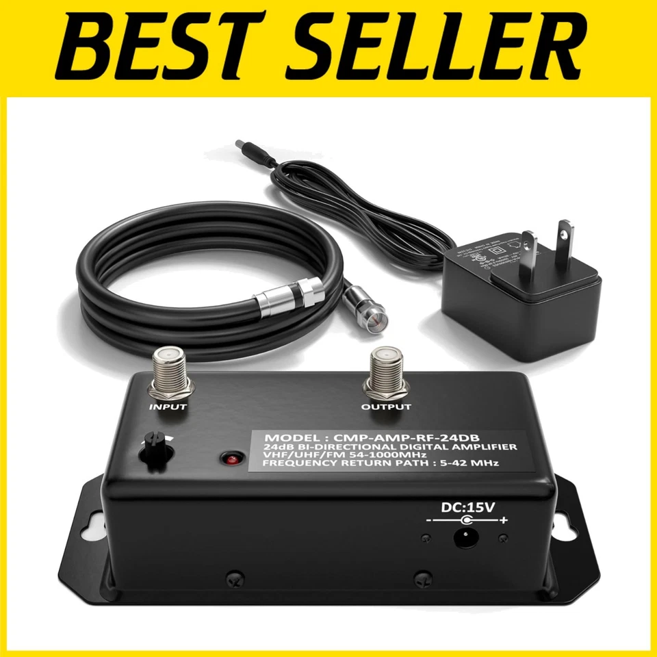 Premium Digital TV Signal Amplifier – 24 dB, Easy Install with Coax Cable - Image 1 of 4
