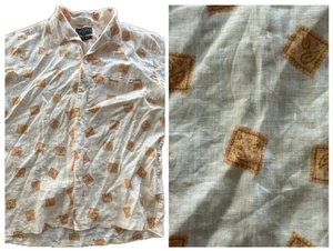 Beams Plus Flachs Leinen Hemd Herren Medium Paisley Kurzarm Hergestellt in Japan - Bild 1 von 9