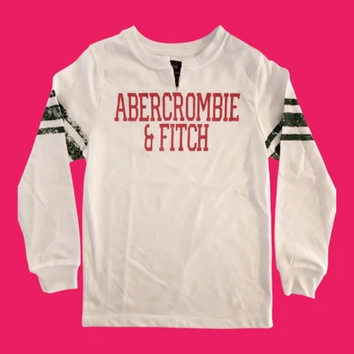 Girl's Small New Abercrombie & Fitch Long-sleeve T-Shirt Pink Green Vtg Logo Tee - Image 1 of 4