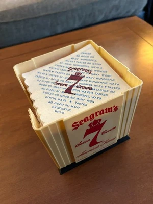 Vintage Seagram's Cocktail Napkin Holder w/ 237 napkins Jim Beam Rhinelander - Image 1 of 4