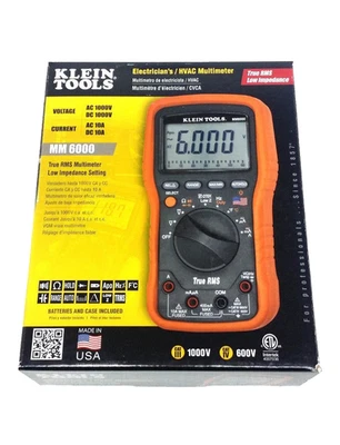 Klein Tools MM6000 Electrician's/HVAC Multimeter True RMS Made In The USA - Image 1 of 4