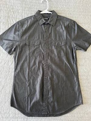 Men’s Express Slim Gray Shirt S/P Short Sleeve - Image 1 of 3