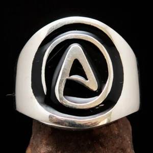 NON BELIEVER STERLING SILVER MENS ATHEIST BIKER RING BLACK SIZE 10.5 - Picture 1 of 5