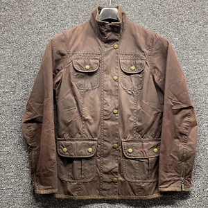 Barbour Kate Wax Jacket Womens Size 8 Liberty Print Brown Waxed - Picture 1 of 20