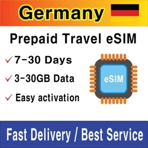 (eSIM) Carte SIM Voyage Allemagne | 1-30 Go | 7-30 jours | Activation du QR Code - Photo 1 sur 4
