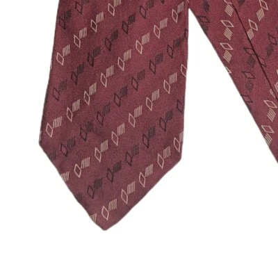 Vintage Giorgio Armani Cravatte Silk Tie Men’s 60" Burgundy Geometric Boho Wide - Image 1 of 4