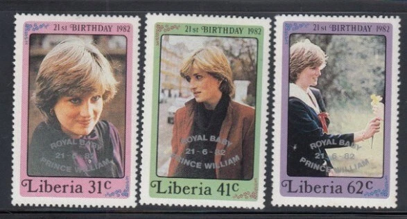 LIBERIA Bebé Real Príncipe Guillermo Sobreimpresión MNH Set Foto 1 de 1