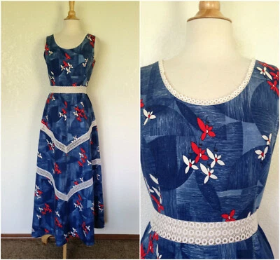 SALE SALE SALE  VTG 50s60s Elfriede/ Mitch Roberts Polnesian Hawaiian Maxi Dress - Image 1 of 4