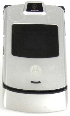 Motorola RAZR V3m - Silver and Black ( Verizon ) Cellular Flip Phone - Image 1 of 3
