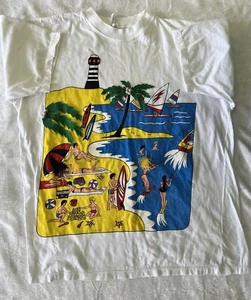 Vintage Andina Made in Peru 3D Embellished Beach Tee Sz XL EVC - Picture 1 of 7