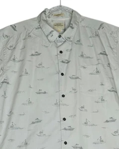 Quiksilver Men's Waterman Collection Fishing Boats Grey Shirt Comfort Fit XL - Picture 1 of 9