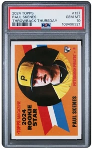2024 TOPPS THROWBACK THURSDAY PAUL SKENES ROOKIE #137 PSA 10 GEM MINT PIRATES RC - Picture 1 of 2