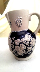 Antique German Cobalt & Salt Glazed Wine Pitcher (ceramic) - Picture 1 of 5