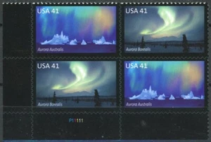 POLAR LIGHTS MNH Plate Block of 4 Lower Left Plate P11111 Scott's 4203 -4204 - Picture 1 of 2