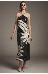 ๐ด NWT Anthropologie Farm Rio Floral Column Sequined Midi Dress Size XS - Picture 1 of 10