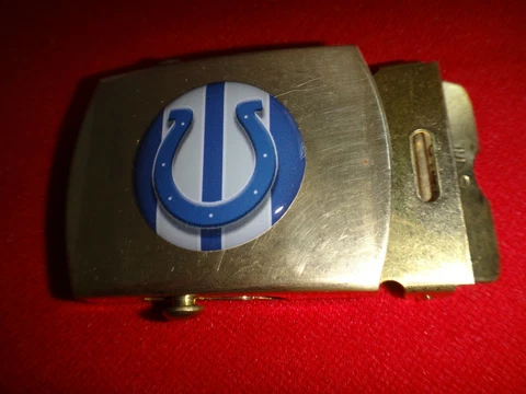 NFL Indianapolis COLS Football Brass Belt Buckle, Made In USA + A Free Belt Cover