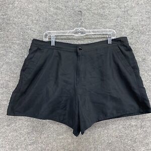 Croft&Barrow Shorts Women 16 Black Hot Pants High Rise Flat Front Lined Pockets