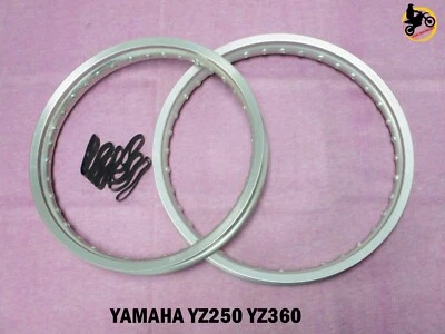 JUEGO LLANTAS YAMAHA YZ250 YZ360 DELANTERAS Y TRASERAS ALUMINIO PLATA *nan4593* Foto 1 de 4