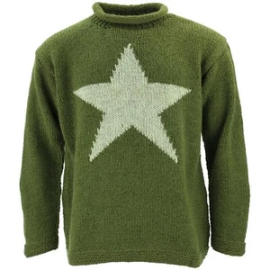 Grobstrickpullover Wolle Stern Pullover 100% Pulli warm Erwachsene Nepal locker rein - Bild 1 von 5