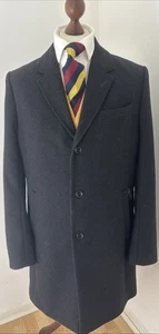 Ted Baker London Mens Wool Grey Check Overcoat Topcoat Ted Size 6 - Picture 1 of 13