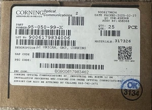 Corning Unicam High-Performance Connectors 95-050-99-X LC 50um OM3/4 25 Pack - Afbeelding 1 van 2