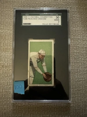 Cigarros Old Mill 1910 (T206) SGC 2 Peaches Graham - Imagem 1 de 2