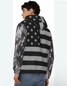 Xl American Flag Black And Gray Camo Hoodie - Picture 1 of 3