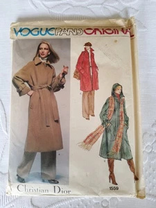 1970s Vintage VOGUE Paris Original Coat DIOR Sewing Pattern 1559 Size 12 Uncut - Picture 1 of 6